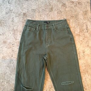 Olive Green High-Waisted Jeans